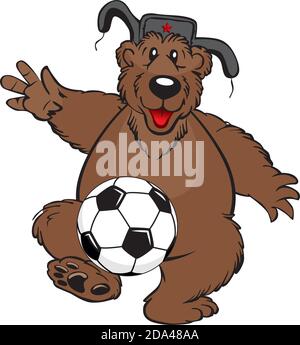 Teddy bear with football ball on a white background. Vector illustration  Stock Photo - Alamy