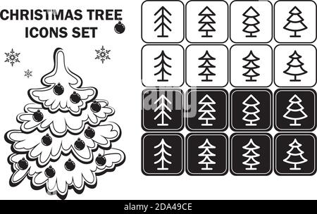 christmas tree vector icons set Stock Vector