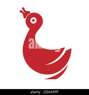 logo abstract ornament duck red on white isolated background. Vector image Stock Vector