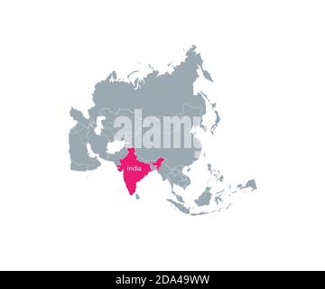 India on asia map vector. Vector illustration. Stock Vector