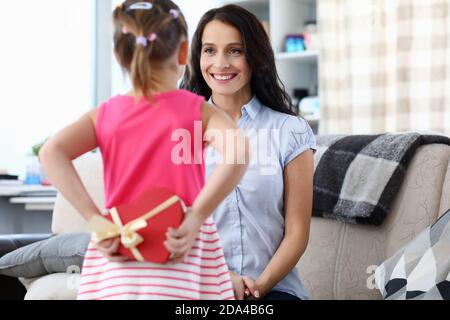 Child holding gift Stock Photo