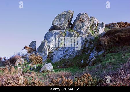 British Channel Islands. Alderney. Rock formation. Stock Photo