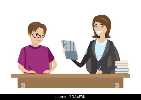 Caucasian Woman teacher tutor Stock Vector