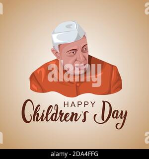 Happy Children's Day is celebrated in India on November-14 Jawaharlal Nehru's birthday .first Prime Minister of India. vector illustration Stock Vector