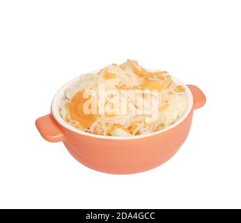 Closeup shot of Sauerkraut in a bowl on a white background Stock Photo