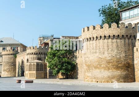 Old city walls in Baku, Azerbaijan. Stock Photo