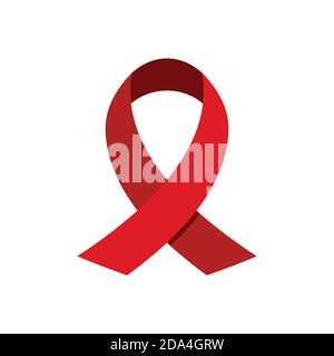 Aid red awareness ribbon badge isolated on white background. Stock Vector