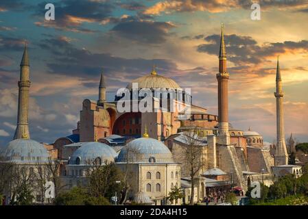 Dusk and Hagia Sophia Stock Photo
