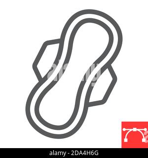 Sanitary napkin line icon, protection and hygiene, sanitary pad sign vector graphics, editable stroke linear icon, eps 10. Stock Vector