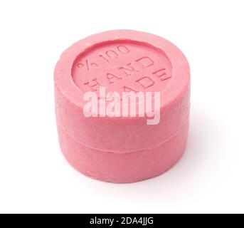 Pink natural handmade soap isolated on white Stock Photo
