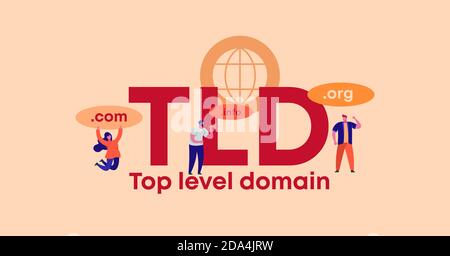 TLD top level domain. Organization of site and web management applications. Stock Vector