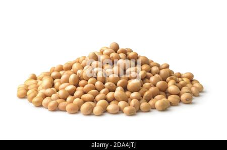 Pile of dried soybeans isolated on white Stock Photo