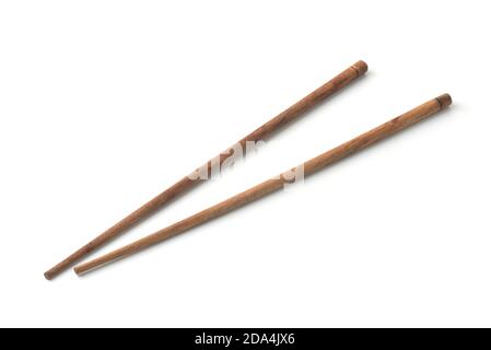 Pair of wooden chopsticks isolated on white Stock Photo