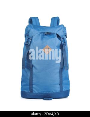 Blue backpack isolated on white Stock Photo
