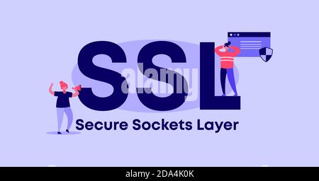 SSL secure sockets layer. Security and protection of site and web applications digital privacy and marketing. Stock Vector