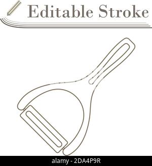 Vegetable Peeler Icon. Editable Stroke Simple Design. Vector Illustration. Stock Vector