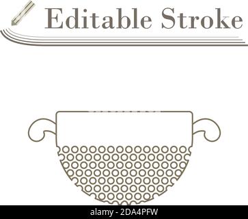 Kitchen Colander Icon. Editable Stroke Simple Design. Vector Illustration. Stock Vector
