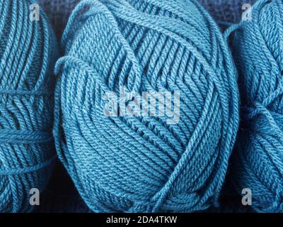 Blue wool knitting yarn texture background Stock Photo - Alamy