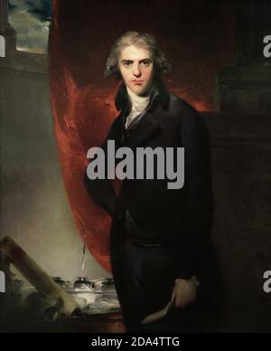 Robert Jenkinson (1770-1828). 2nd Earl of Liverpool. British statesman and Prime Minister (1812-1827). Portrait by Sir Thomas Lawrence (1769-1830). Jenkinson is depicted next to a bas-relief of his hero, Demosthenes. Oil on canvas (127 x 101,6 cm), c. 1793-1796. National Portrait Gallery. London, England, United Kingdom. Stock Photo