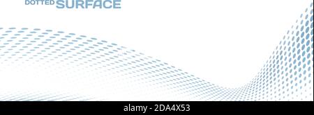 Abstract curved surface with halftone effect. Vector graphic pattern with dotted wave Stock Vector