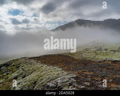 Smoke emerging from Nesjavellir Geothermal Power Station, Grimsnes- Og Grafningshreppur, Southern Region, Iceland Stock Photo