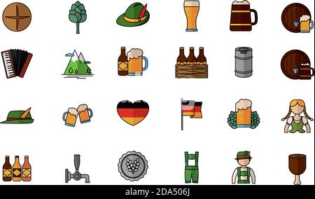 Isolated set group objects october fest icons- Vector Stock Vector