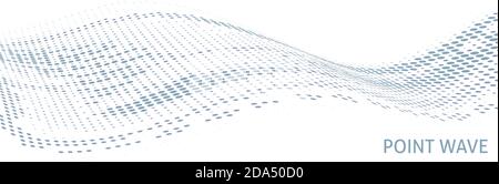 Abstract gray point wave with halftone effect on white background. Vector graphics Stock Vector