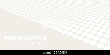 Perspective dotted surface with white dots on grey background. Simple vector graphic pattern Stock Vector