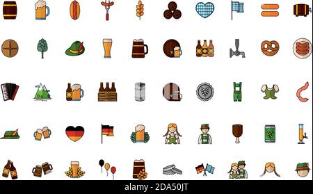 Isolated set group objects october fest icons- Vector Stock Vector