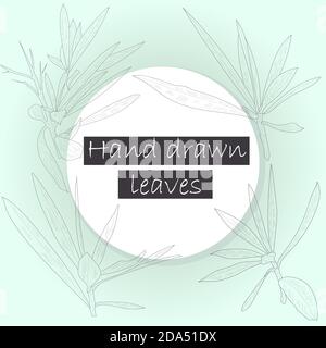 Hand drawn leaves isolated on light background only outline. Collection of leaves. Vector set. Sketches Stock Vector