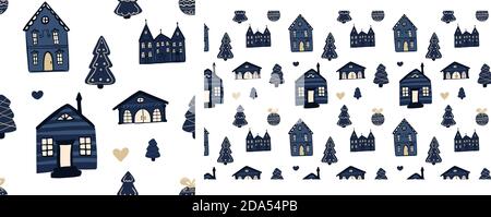 Seamless pattern for Christmas holiday. Handdrawn background for fabric, wrapping paper, textile, wallpaper and apparel. Stock Vector