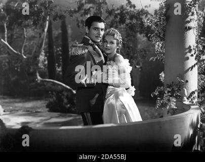 RONALD COLMAN and MADELEINE CARROLL in THE PRISONER OF ZENDA 1937 director JOHN CROMWELL novel Anthony Hope screenplay John L. Balderston music Alfred Newman costumes Ernest Dryden art direction Lyle R. Wheeler producer David O. Selznick  Selznick International Pictures / United Artists Stock Photo