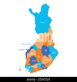 Colorful Political Map Of Finland. Administrative Divisions - Regions ...