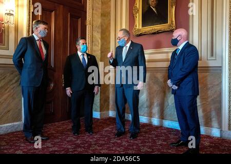 Sen. Ben Ray Lujan (D-N.M.) arrives for a Senate Democratic Caucus ...