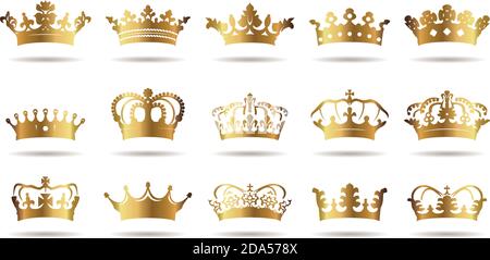 Coat of arms with golden monarch crown, shield and red folded cloth or ...