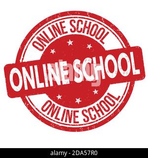 Online school grunge rubber stamp on white background, vector illustration Stock Vector