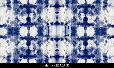 Seamless indigo dirty art. Contemporary art. Trendy tie dye pattern. Abstract art background. Abstract watercolor background. Dirty art. Crumpled pape Stock Photo