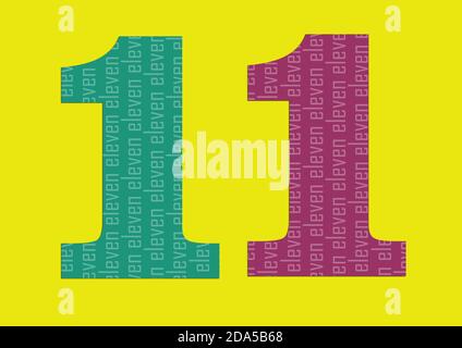 Number in number eleven fun design for decoration Stock Photo