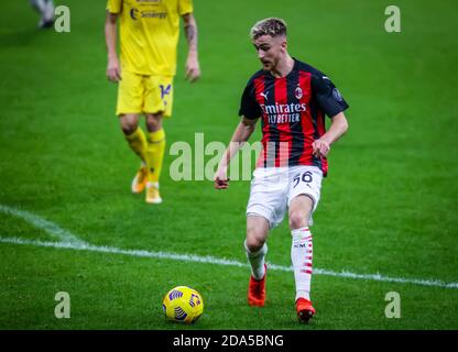 Alexis Saelemaekers of AC Milan during the Serie A 2020/21 match between AC Milan vs Hellas Verona at the San Siro Stadium, Milan, Italy on November P Stock Photo