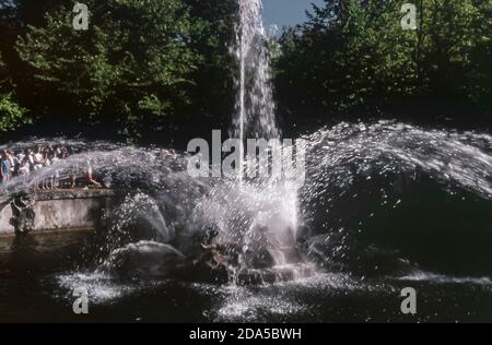 Analogue scanned photo of the fountains of the Royal Palace of La Granja de San Ildefonso in the town of Segovia, Castile and Leon, Spain, Europe Stock Photo