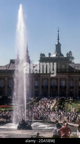 Analogue scanned photo of the fountains of the Royal Palace of La Granja de San Ildefonso in the town of Segovia, Castile and Leon, Spain, Europe Stock Photo