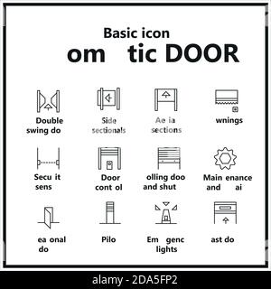 Basic icons automatic doors, windows, awnings and blinds Stock Vector
