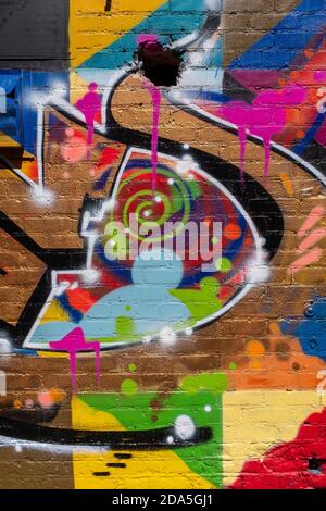 abstract graffiti in alley, downtown Albuquerque, New Mexico Stock Photo