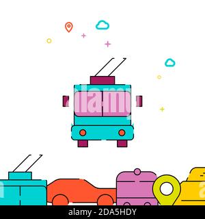 Trolleybus front view filled line icon, simple illustration Stock Vector