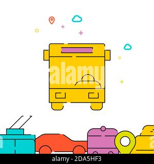 Regular bus front view filled line icon, simple illustration Stock Vector