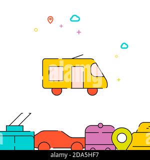 Minibus filled line icon, simple illustration Stock Vector