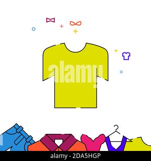 T-shirt filled line icon, garments simple illustration Stock Vector