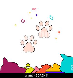 Paw prints filled line icon, simple illustration Stock Vector