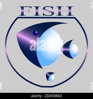 creative logo of seafood or aquarium fish in the form of abstract fish in the aquarium Stock Vector