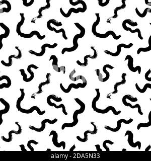 Wavy and swirled brush strokes seamless pattern.  Stock Vector